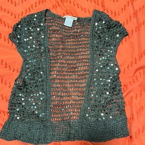 Sans Souci short sleeve mini crocheted summer “cardigan” Ashley Tisdale Y2k